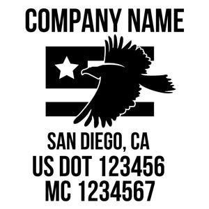 company name with eagle, flag, patriotic and  US DOT 