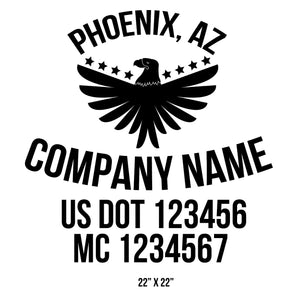 company name with eagle, stars ,country and US DOT