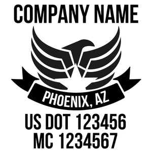 company name with flag, ribbon, patriotic and  US DOT 