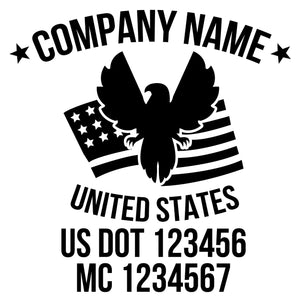 company name with eagle, flag, patriotic and  US DOT 