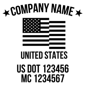 company name with flag, patriotic and  US DOT 