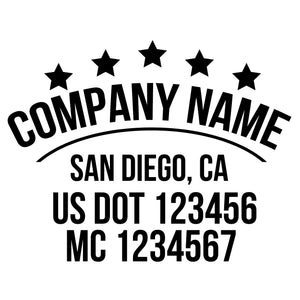 company name with curve line and stars US DOT