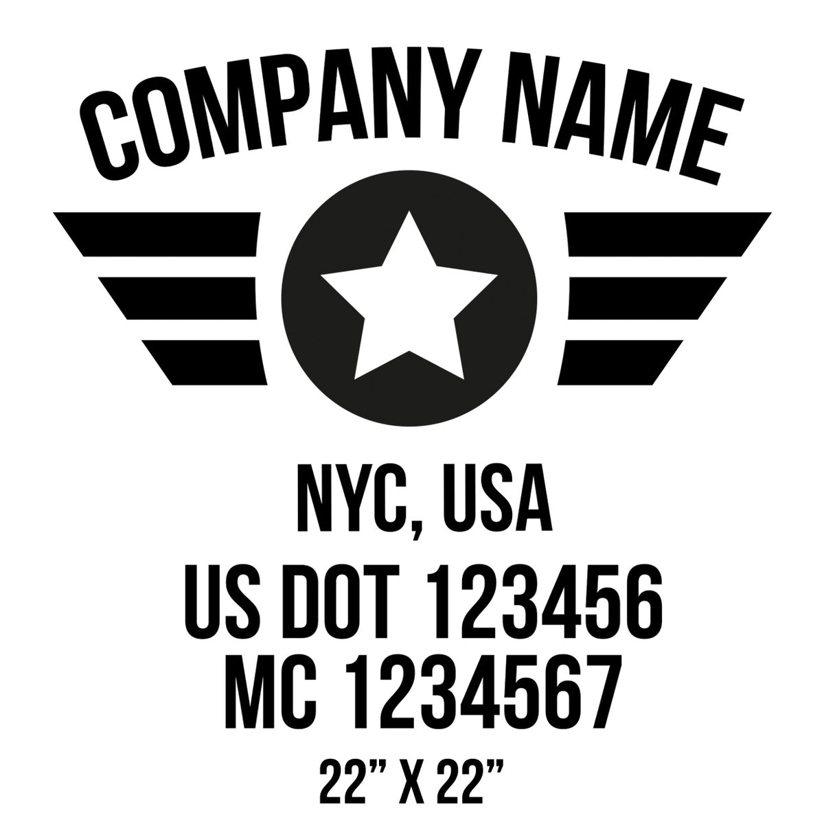 Company Name + 2 Regulation Lines Decal, USDOT (Set of 2) – USDOT ...