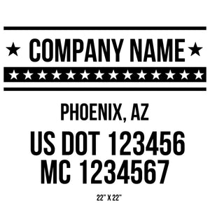 USDOT Template Company Name with Location, USDOT & MC Decal (Set of 2)