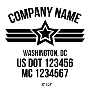 company name with star, lines ,country and US DOT