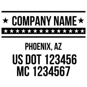 company name with lines , stars and US DOT