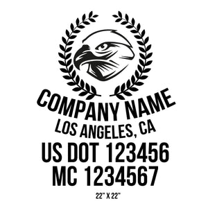 company name with eagle, olive ,country and US DOT