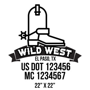 company name wild west boot and US DOT