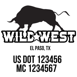 company name wild west bull, star and US DOT