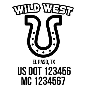 company name wild west horseshoe and US DOT