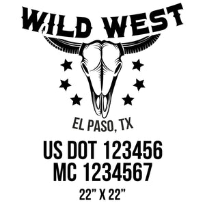 company name wild west, stas, bull, horn and US DOT