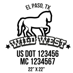 company name wild west, hose, stars and US DOT