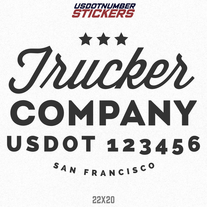 Company Name Truck Door Lettering with US DOT Decal Sticker (Set of 2)