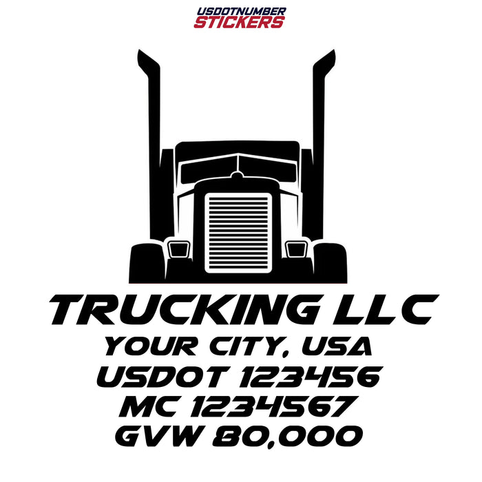 Trucking Transport Door Decal Sticker USDOT MC GVW Lettering (Set of 2)