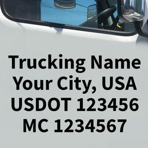 trucking name with city usdot mc number sticker decal