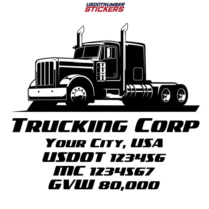 Trucking Transport Door Decal Sticker USDOT MC GVW Lettering (Set of 2)