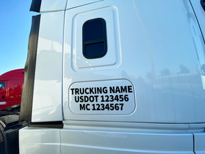 trucking name with usdot mc lettering decal