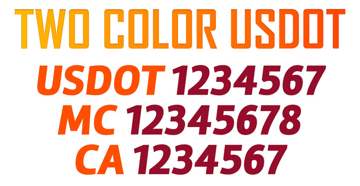 2 Color USDOT, MC & CA Number Decal Sticker (Set of 2)