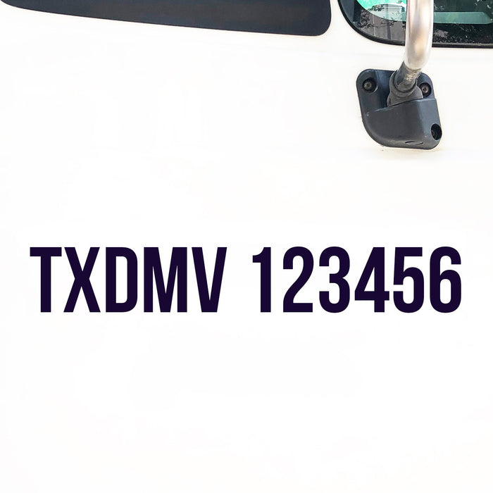 TXDMV Number Regulation Decal Sticker (Set of 2)