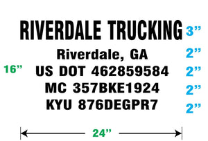 4 (Four) Line Truck Door Decal Sticker with USDOT, MC & GVW Lettering (Set of 2)