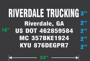 4 (Four) Line Truck Door Decal Sticker with USDOT, MC & GVW Lettering (Set of 2)