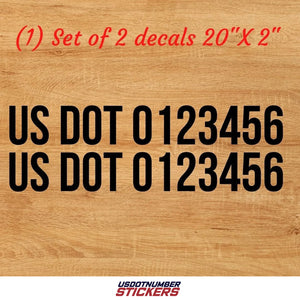 US DOT Number Registration Decal Sticker Vinyl Lettering (Set of 2)