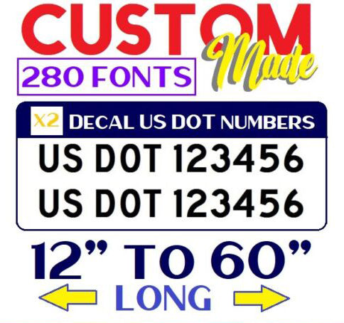 USDOT DOT Number Sticker Decal Lettering Compliant (Set of 2)