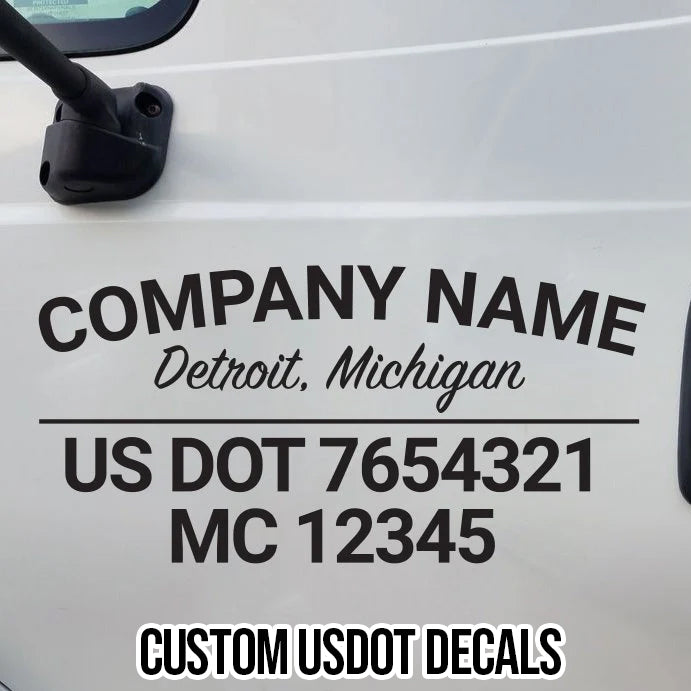 Company Name with Location and USDOT & MC Number Sticker Decal Letteri ...