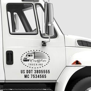 trucking door logo with usdot mc decal
