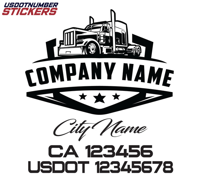 Business Trucking Transport Company Name with USDOT, MC, CA & GVW Number Sticker Decal Lettering (Set of 2)