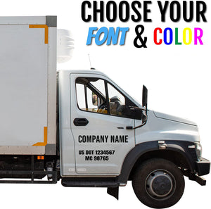 US DOT Truck Door (US DOT) 3 Line Commercial Registration Truck Number Lettering Decal Sticker (Set of 2)