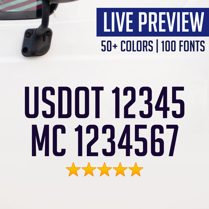 USDOT & MC Truck Decal Sticker (Live Preview) Set of 2