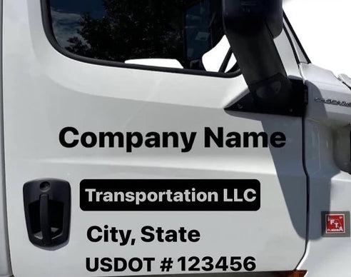 Custom Company Name with USDOT, MC, CA & GVW Number Sticker Decal Lettering (2 Pack)