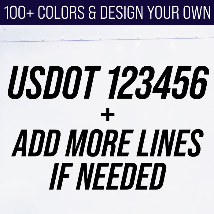 USDOT Number Lettering Decal Sticker, (Live Preview) Set of 2