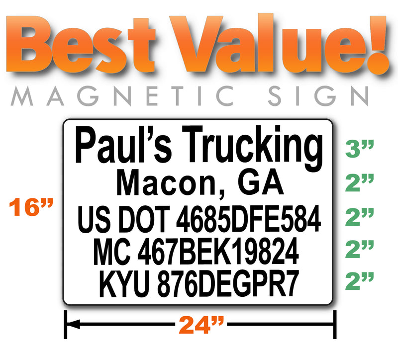 USDOT ＆ MC Magnetic Sign-