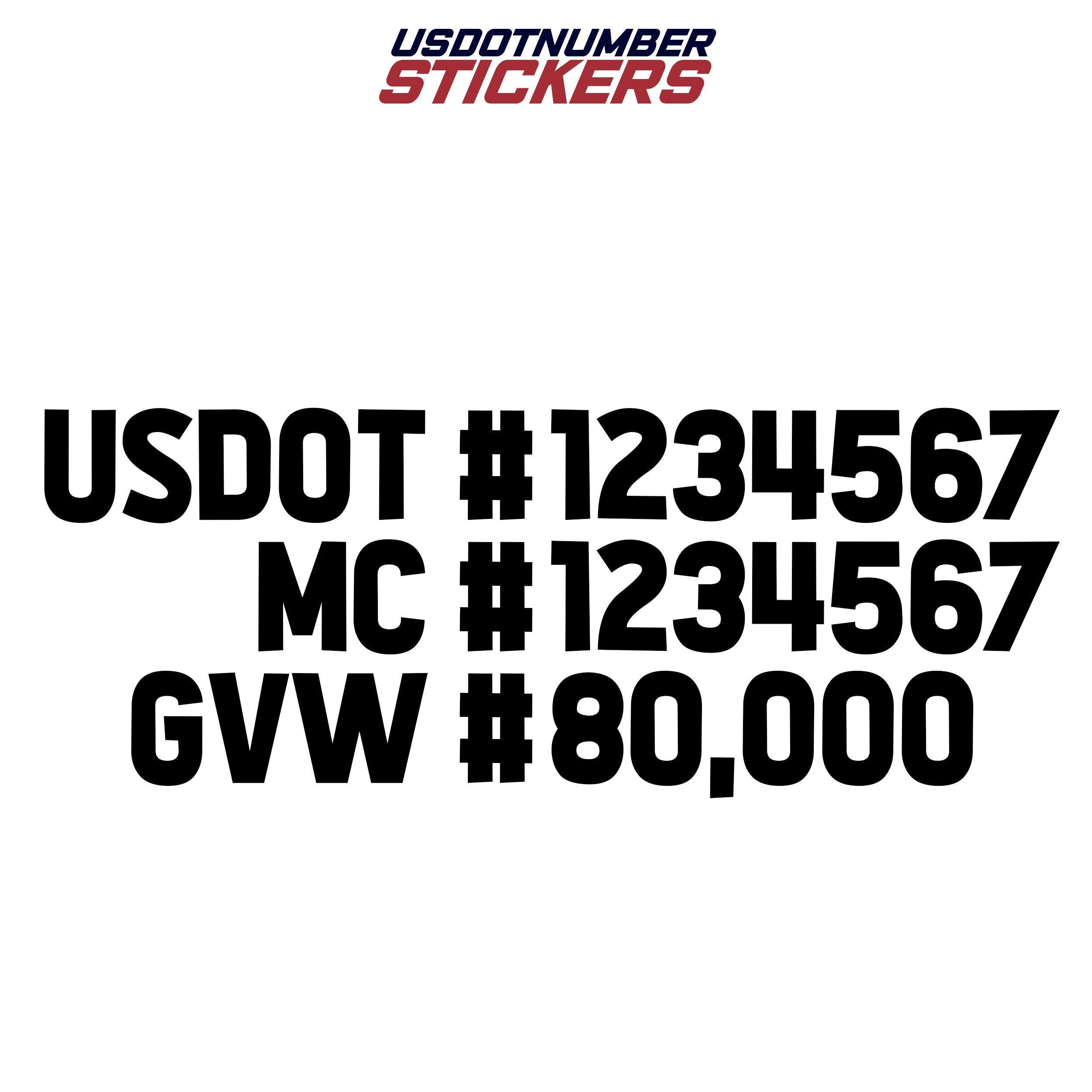 US DOT, MC & GVW Number Decal Sticker (Set of 2) – USDOT