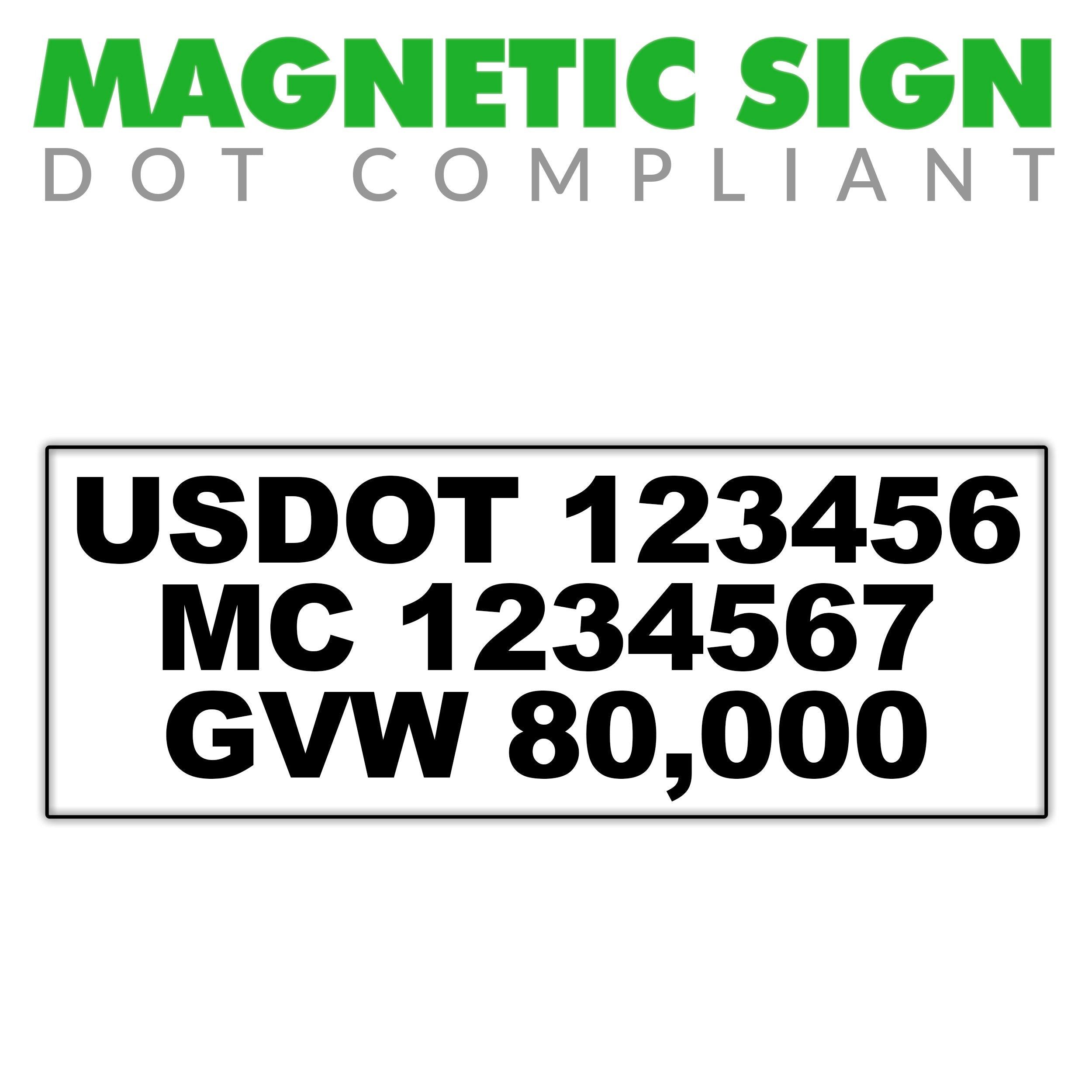 US DOT, MC & GVW Number Magnetic Sign (Set of 2)