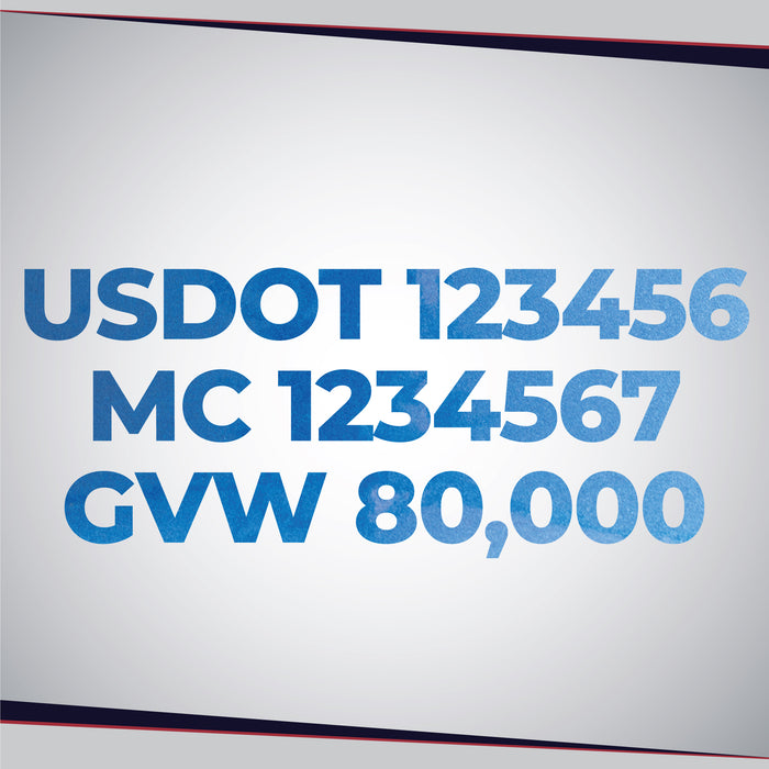 USDOT, MC & GVW Number Sticker Decal Metallic Colors (Set of 2)