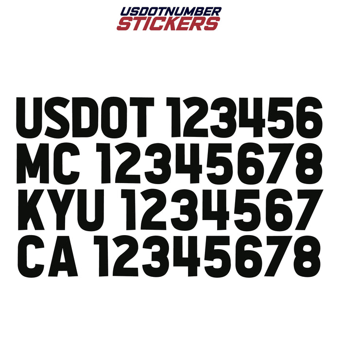 US DOT, MC, KYU & CA Number Registration Decal Sticker