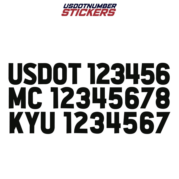 US DOT, MC & KYU Number Registration Decal Sticker