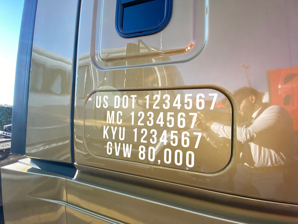 USDOT, MC, KYU & GVW Number Decal Sticker for DOT Compliance (Set of 2 ...