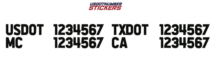 Spaced USDOT, MC, TXDOT & CA Number Sticker Decal (Set of 2)