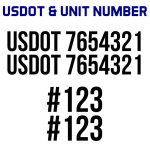 usdot number decal and unit number