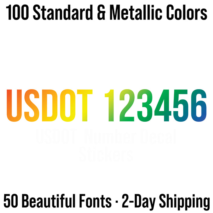 USDOT Number Decal Sticker (100 Colors & 50 Fonts) [Set of 2]
