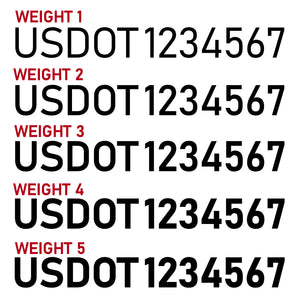 usdot decal different font weights