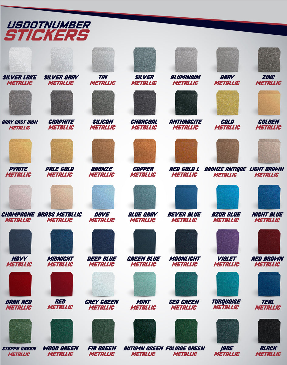 USDOT, MC, GVW & KYU Number Sticker Decal Metallic Colors (Set of 2 ...