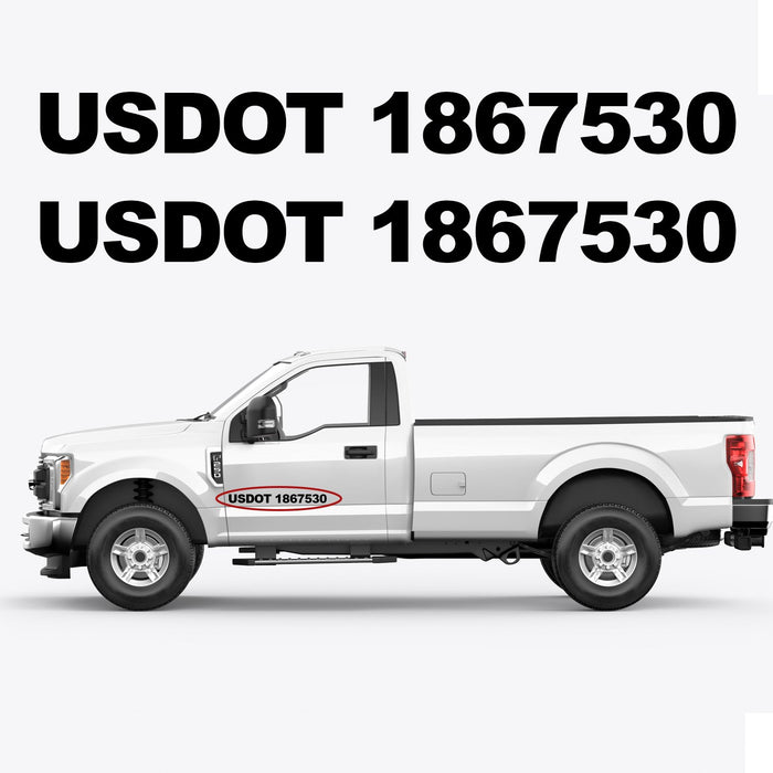 US DOT Numbers Truck Stickers (Set of 2)
