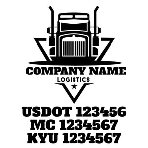 Trucking Company Logistics Name with USDOT, MC, & KYU Number Sticker Decal Lettering (Set of 2)