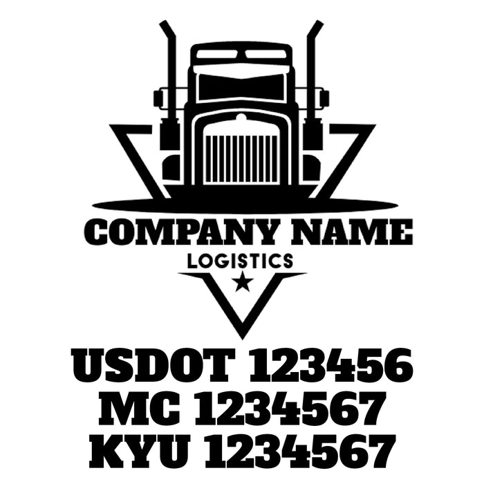 Trucking Company Logistics Name with USDOT, MC, & KYU Number Sticker Decal Lettering (Set of 2)