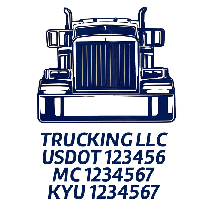 Trucking Business Name with USDOT, MC, & KYU Number Sticker Decal Lettering (Set of 2)